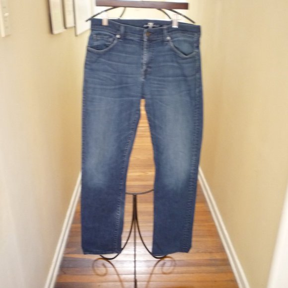 7FOR ALL MANKIND STANDARD MEN JEANS STRETCH STRAIGHT SZ 34 X32 NW - Picture 1 of 6